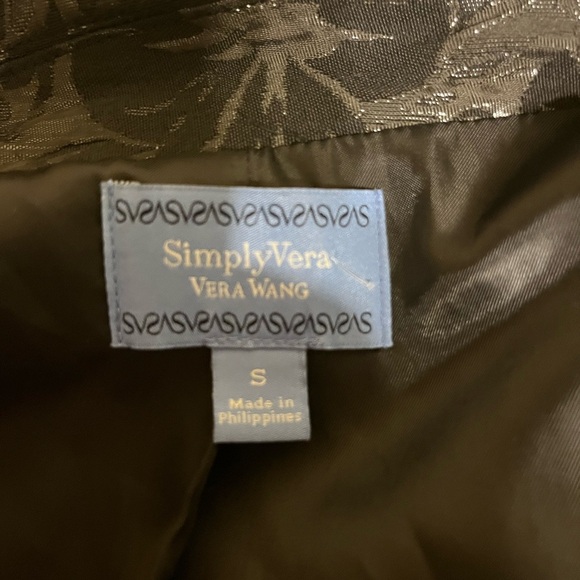 Simply Vera Vera Wang Elegant Double-breasted Gray Floral Jacket NWOT - Picture 2 of 8